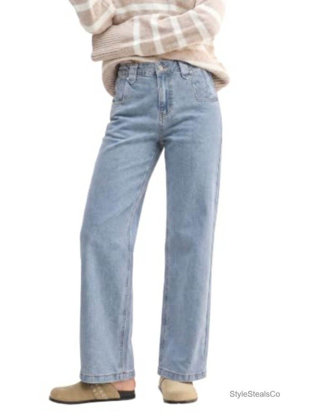 Women's Cropped Straight Leg Jeans High Rise Loose Fit Denim Pants